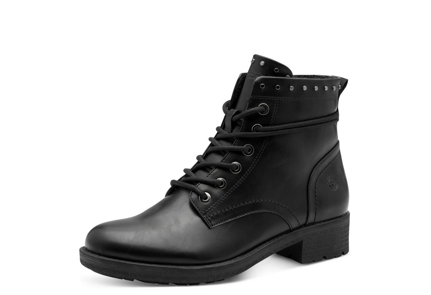 tamaris Schnürstiefelette, Blockabsatz, Schnürboots mit Nieten am Schaftrand besetzt