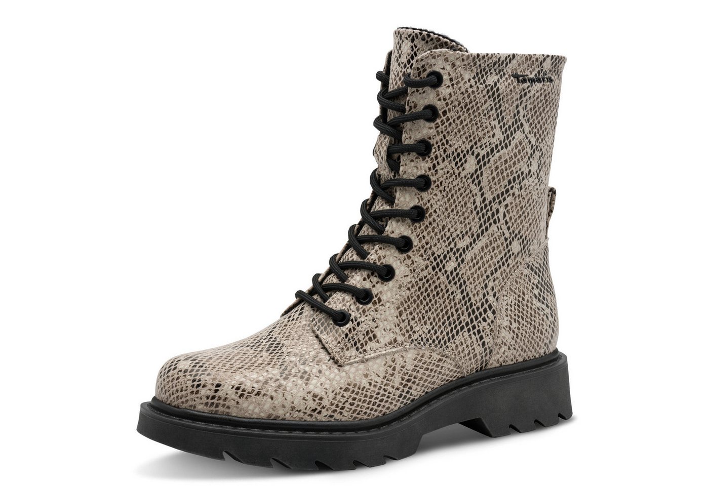 tamaris Schnürstiefelette, Blockabsatz, Schnürboots mit trendiger Prägung