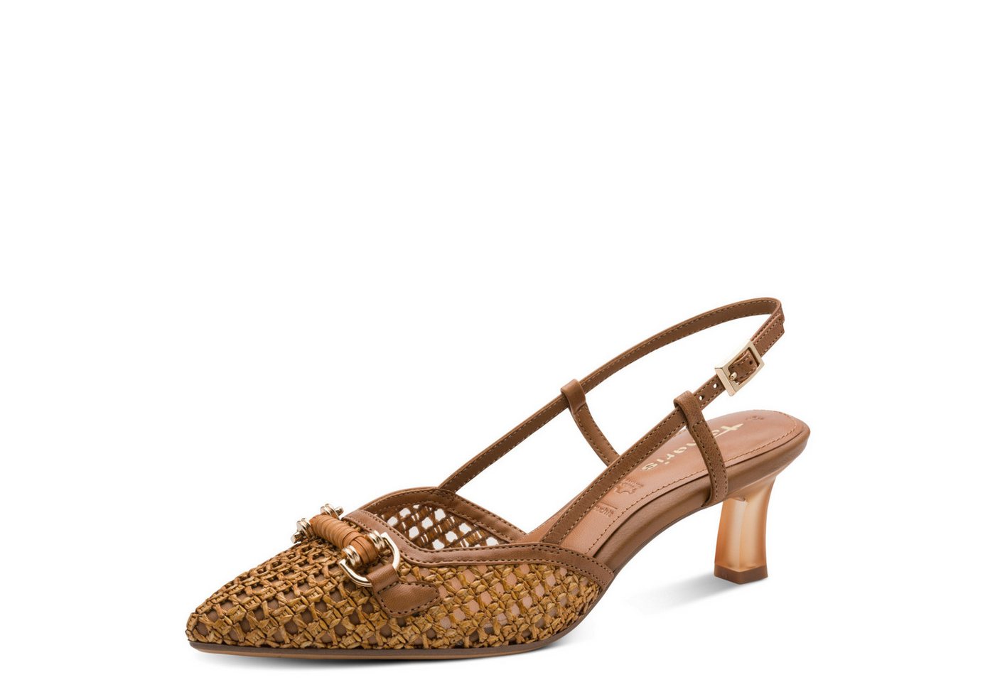 tamaris Slingpumps, Stilettoabsatz, Partyschuh mit Zierriegel und Schmuckelement