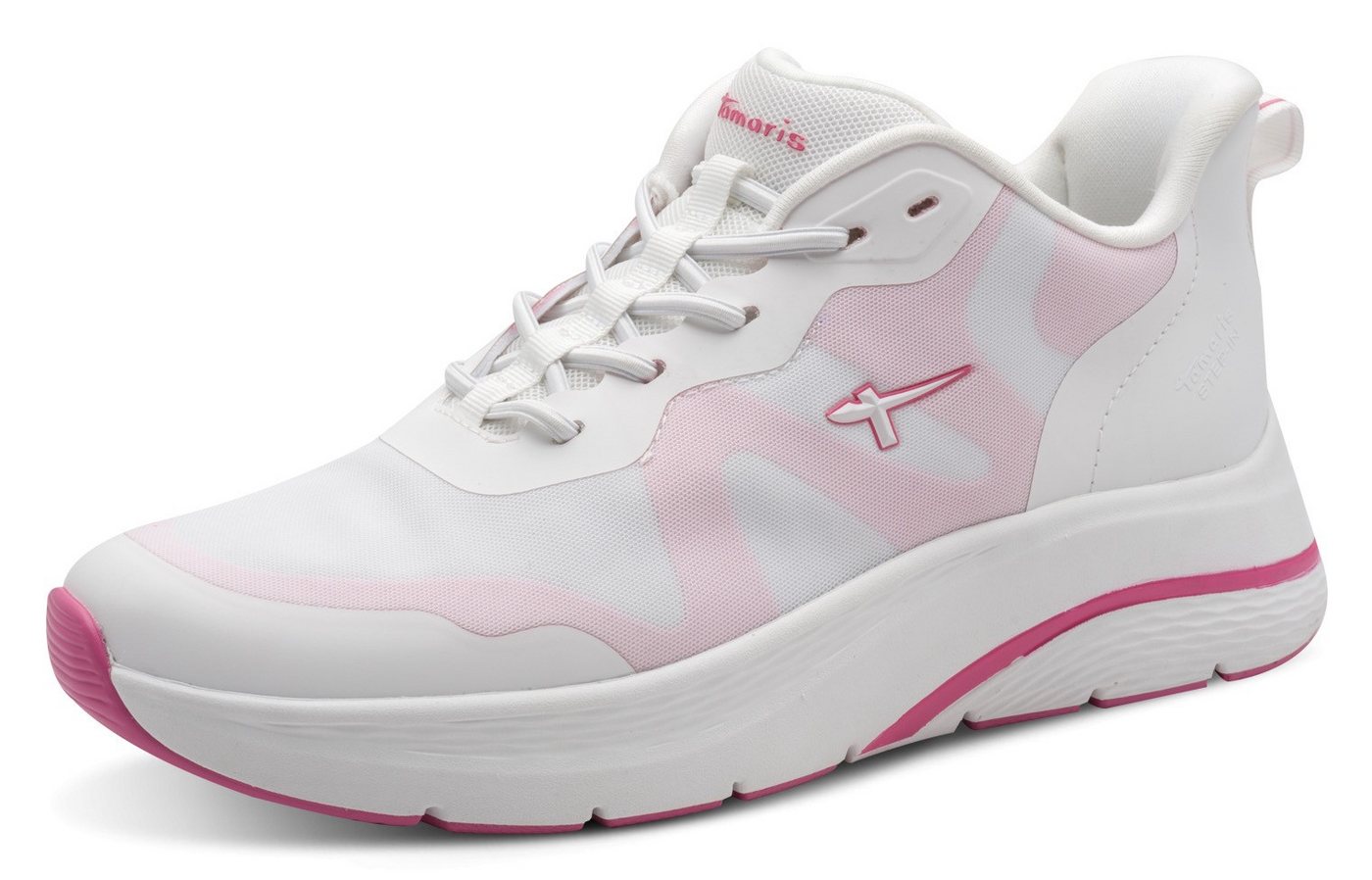 tamaris Slip-On Sneaker, Plateau, Freizeitschuh, Halbschuh, Slipper mit Kontrastbesatz (weiß)