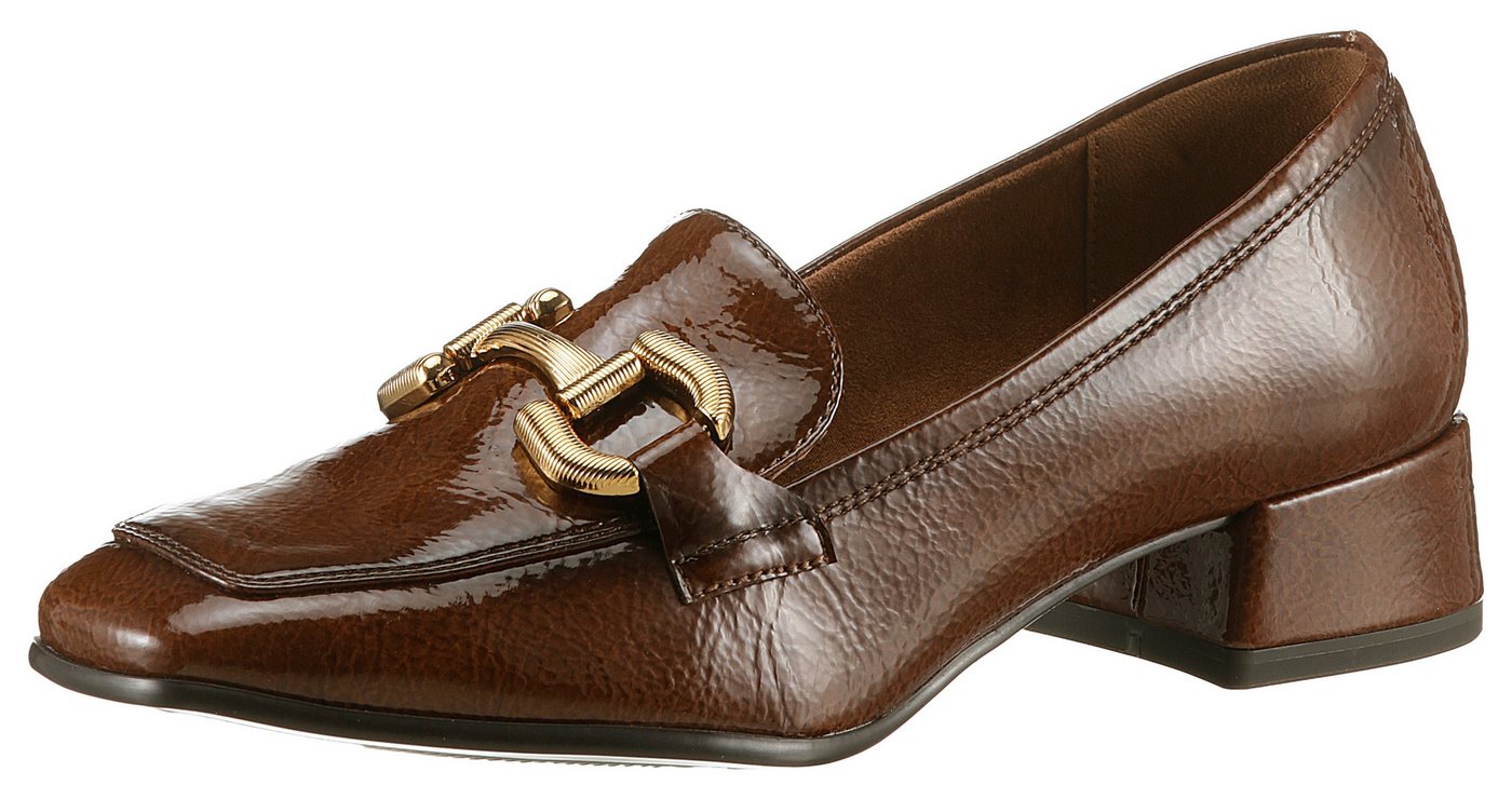 tamaris Slipper, Blockabsatz, Pumps, Businessschuh mit modischer Zierspange (braun)