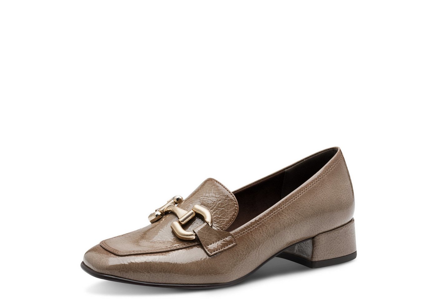 tamaris Slipper, Blockabsatz, Pumps, Businessschuh mit modischer Zierspange (braun)