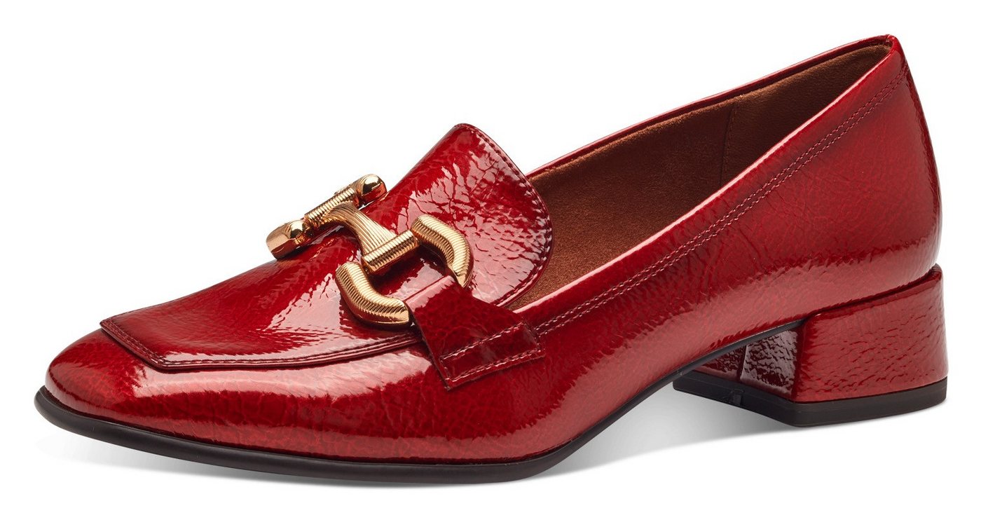 tamaris Slipper, Blockabsatz, Pumps, Businessschuh mit modischer Zierspange (rot)