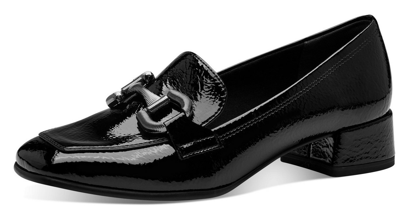 tamaris Slipper, Blockabsatz, Pumps, Businessschuh mit modischer Zierspange (schwarz)