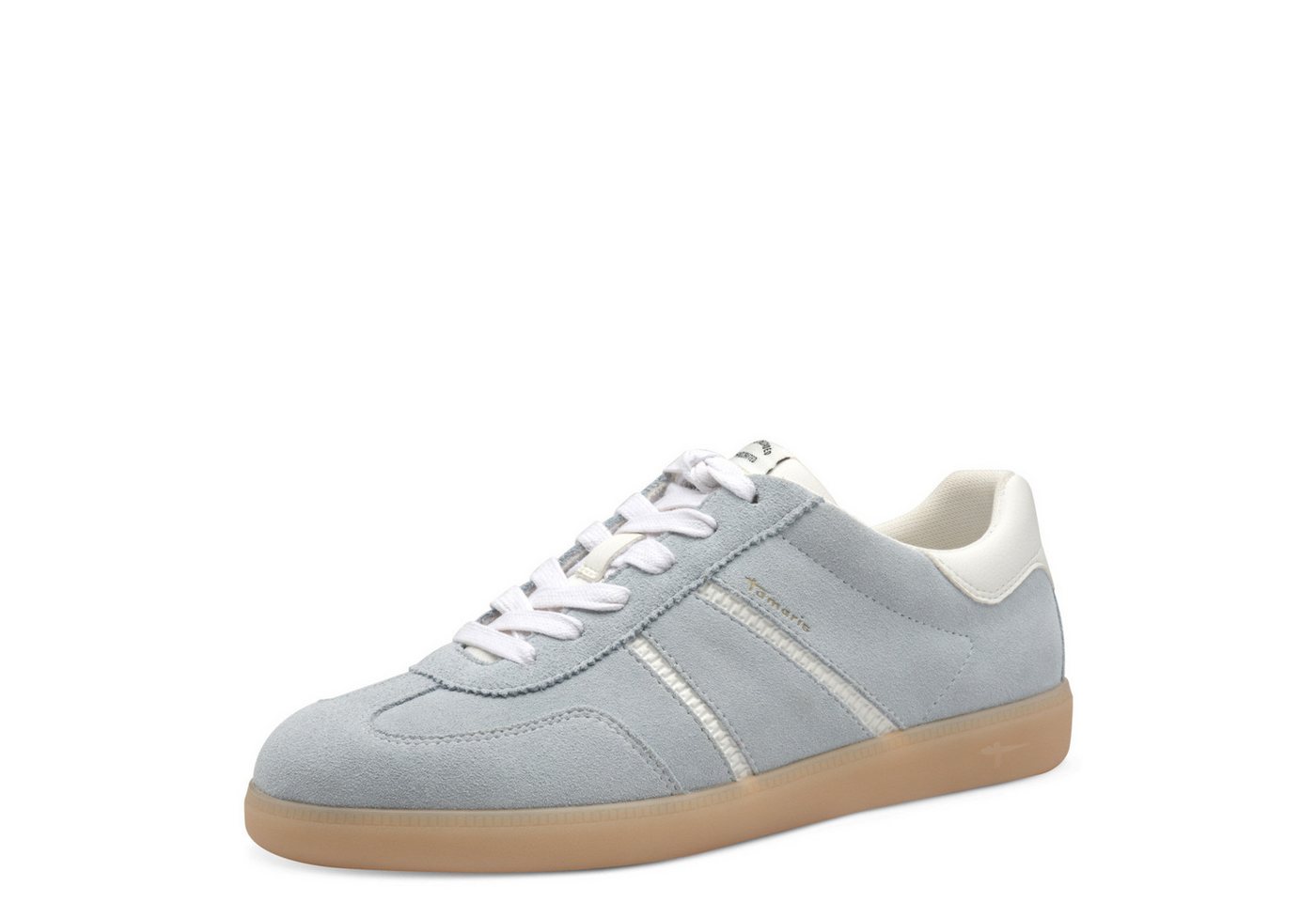 tamaris Plateausneaker, Freizeitschuh, Halbschuh, Schnürschuh mit gepolstertem Schaftrand (blau/weiß)