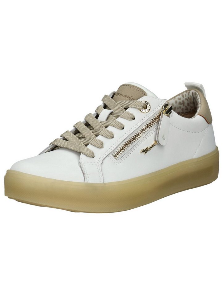 tamaris Sneaker Leder/Textil Sneaker (beige/weiß)