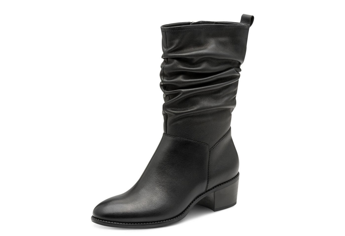 tamaris Stiefel, Blockabsatz, Kurzstiefel mit Falten am slouchy Schaft