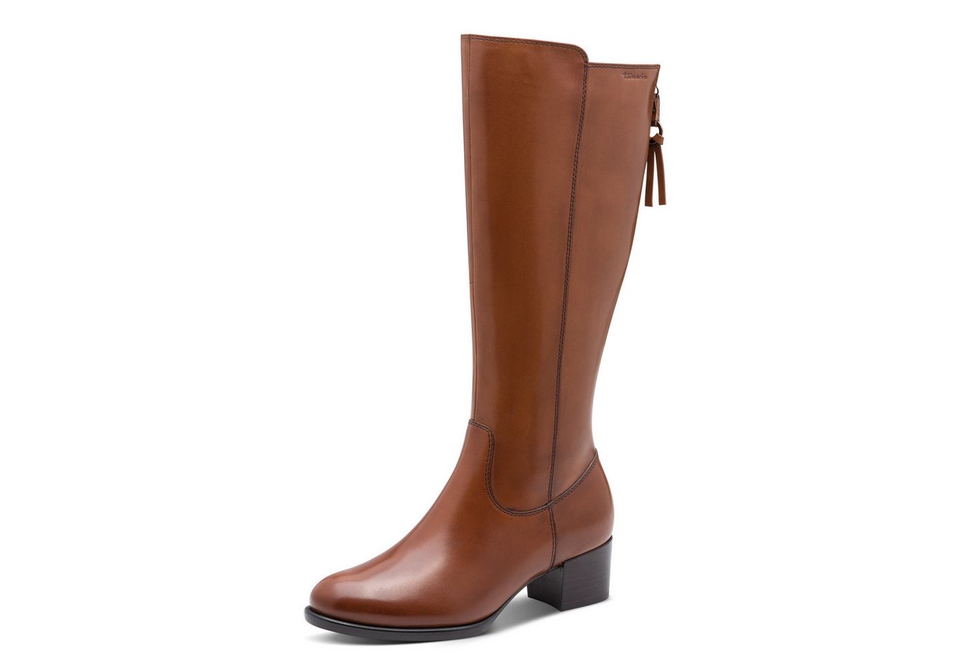 tamaris Stiefel, Blockabsatz, Langschaftstiefel mit Innenreißverschluss