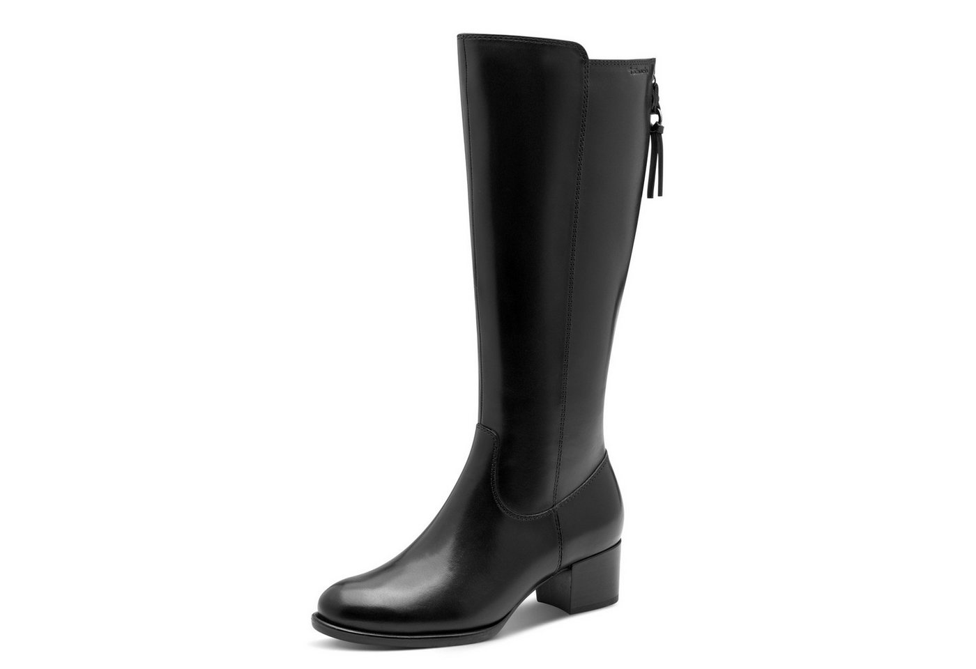 tamaris Stiefel, Blockabsatz, Langschaftstiefel mit Innenreißverschluss (schwarz)