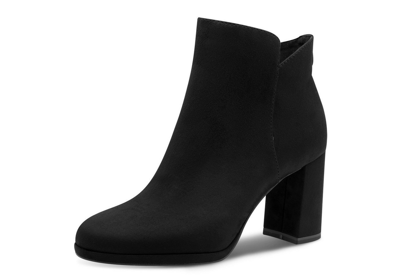 tamaris Stiefelette, Blockabsatz, Abendschuh, Festtagsschuh in veganer Verarbeitung (schwarz)