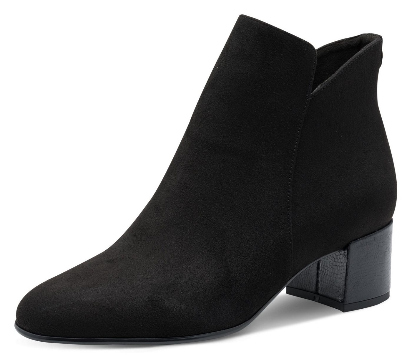 tamaris Stiefelette, Blockabsatz, Basicstiefelette in veganer Verarbeitung, schmale Form (schwarz)