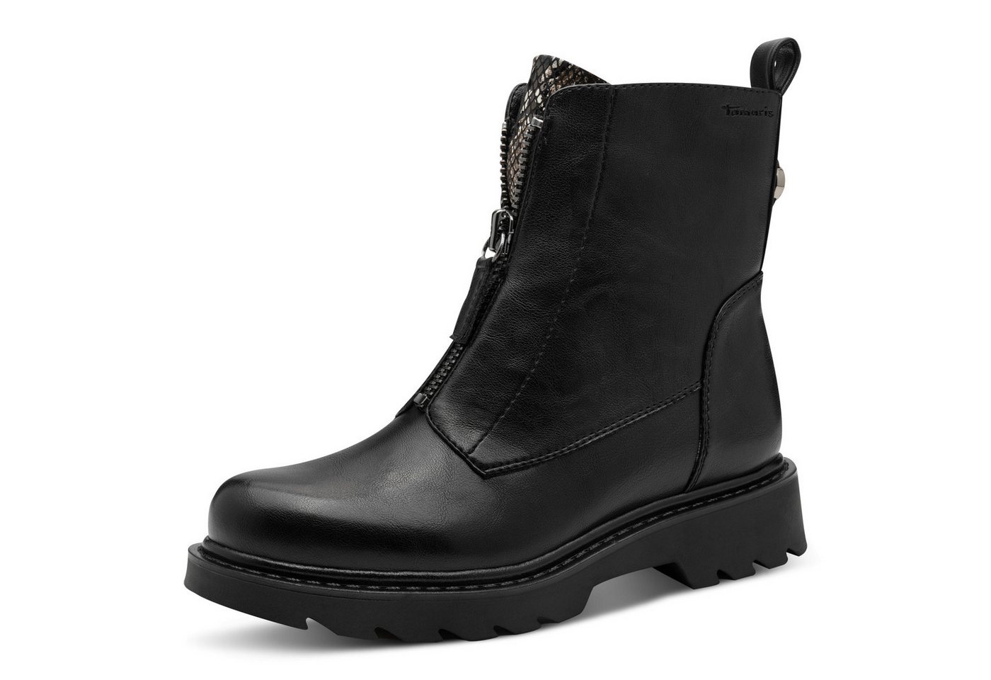 tamaris Stiefelette, Blockabsatz, Boots mit Front- und Innenreißverschluss