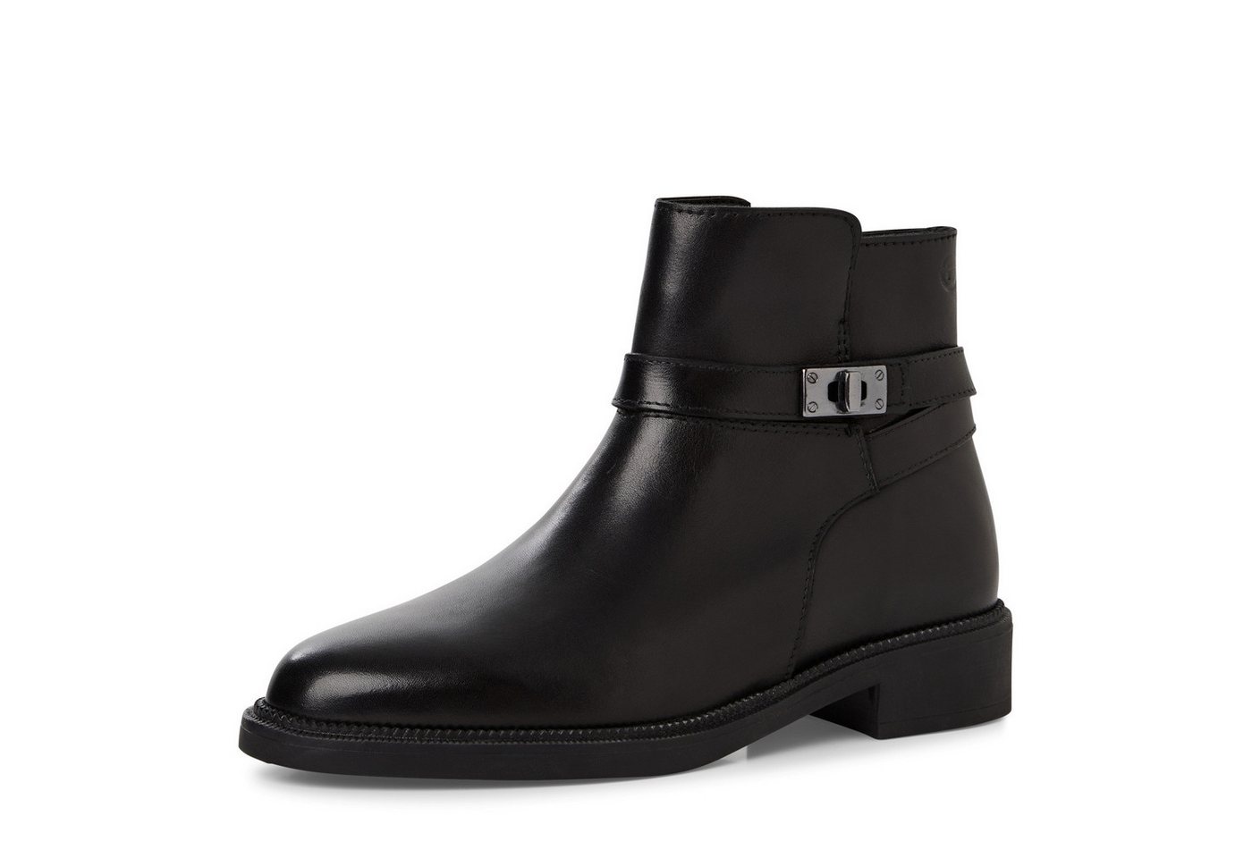 tamaris Stiefelette, Blockabsatz, Businesschuh mit dezentem Zierriemen mit Applikation