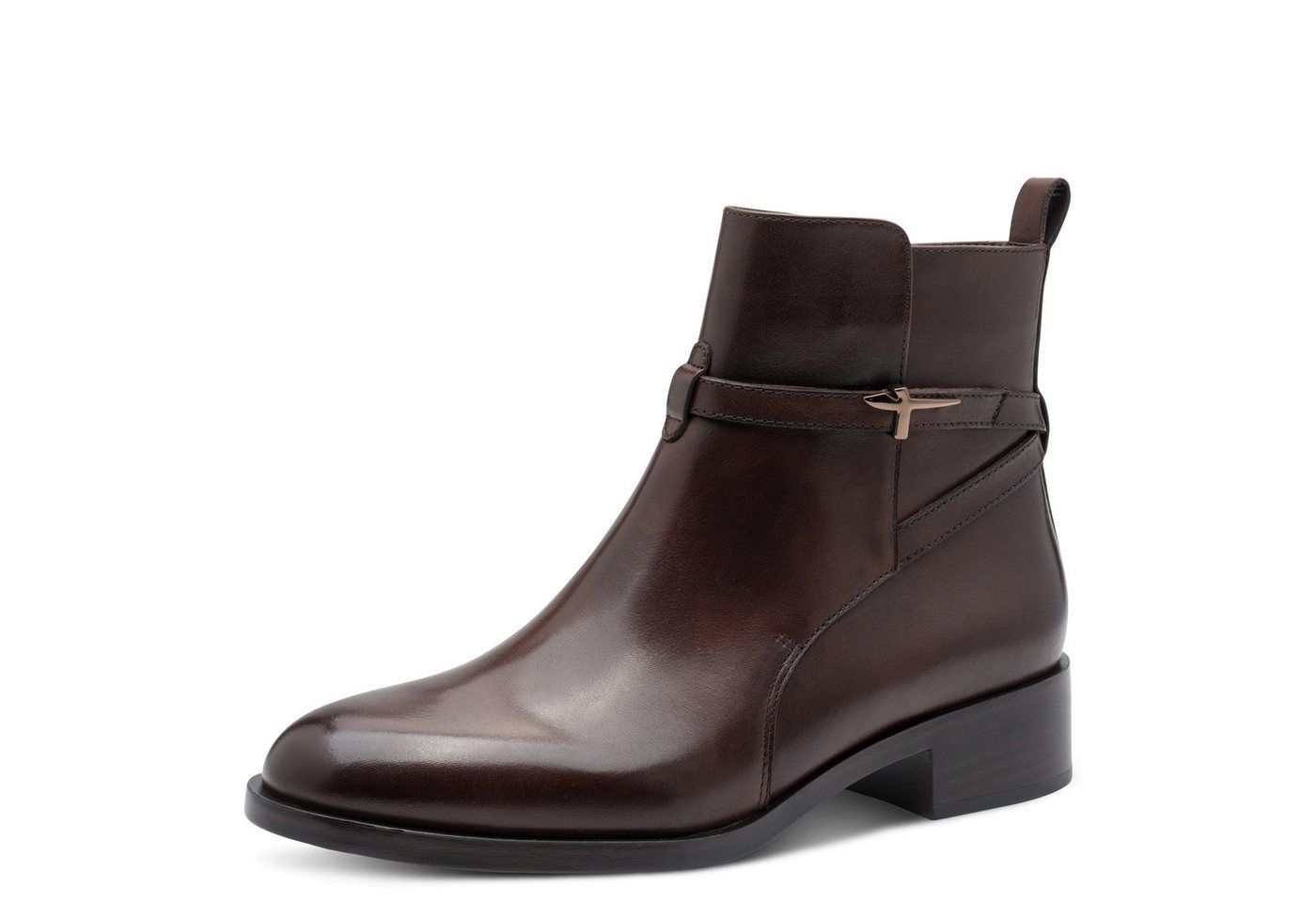 tamaris Stiefelette, Blockabsatz, Businessschuh, Ankleboots mit T-Logoverszierung