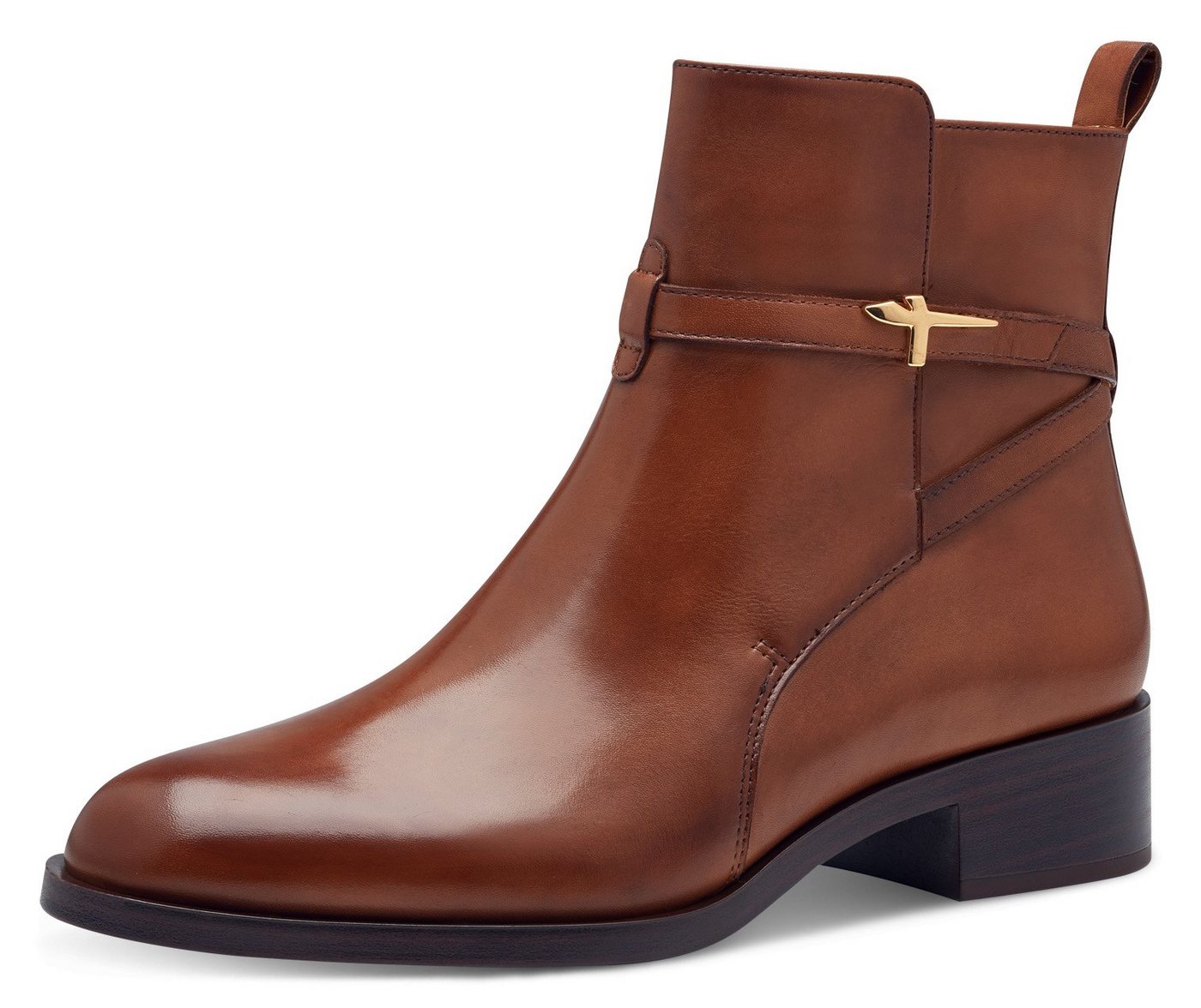 tamaris Stiefelette, Blockabsatz, Businessschuh, Ankleboots mit T-Logoverszierung