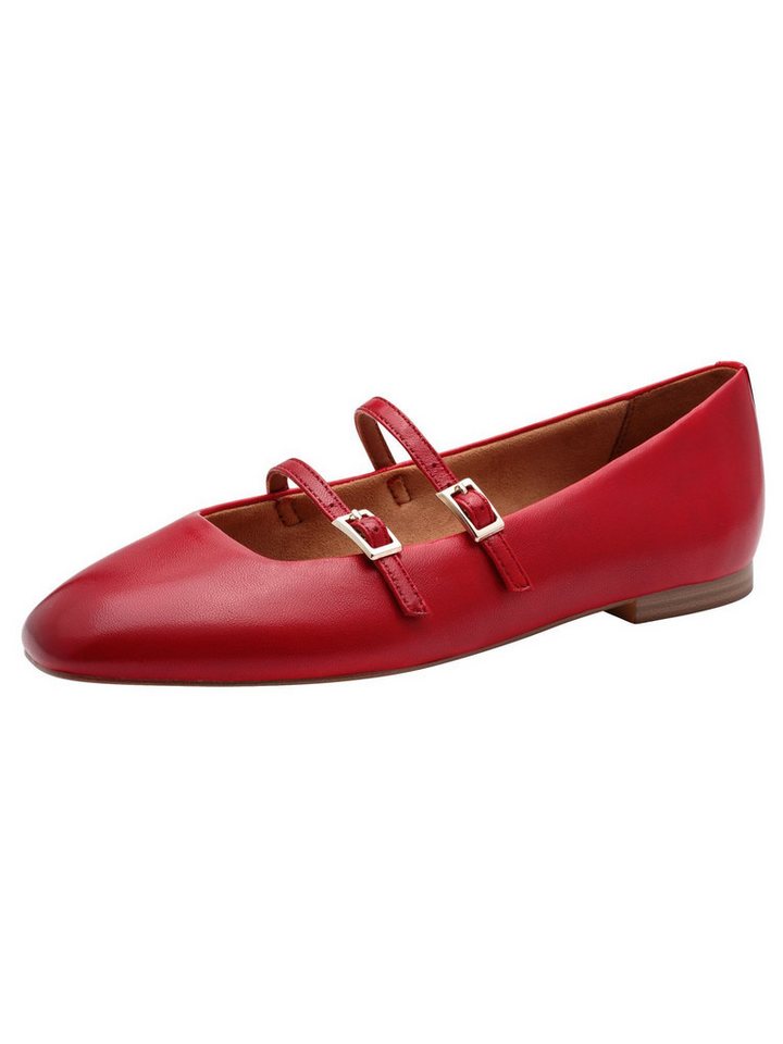 tamaris TOUCH-IT, ANTIslide aus Leder kein Absatz Riemchenballerina TOUCH-IT (rot/schwarz)