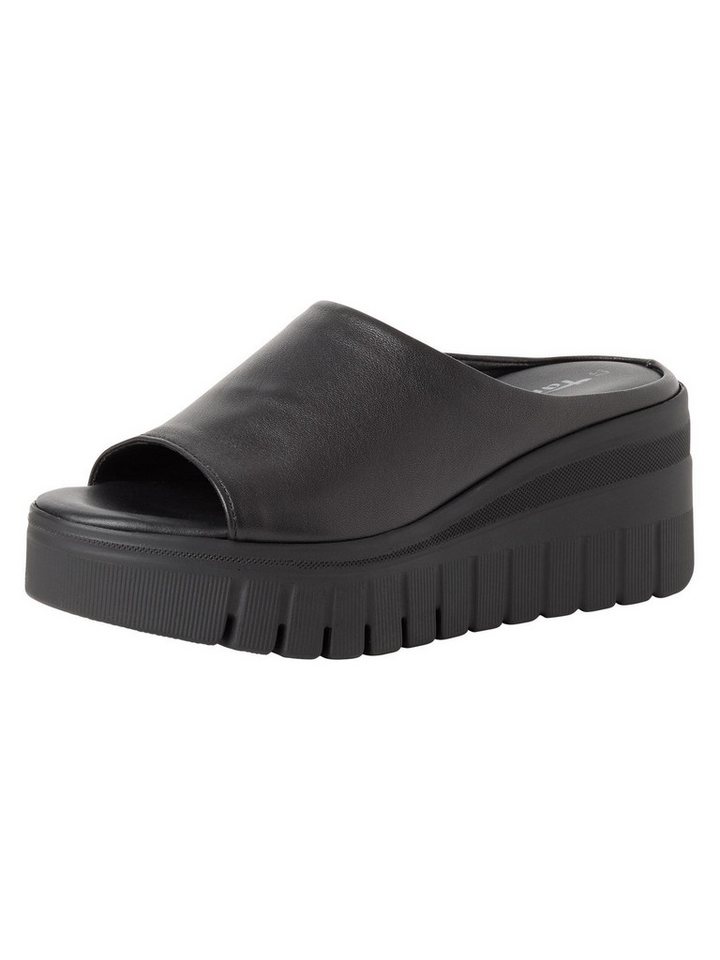 tamaris TOUCH-IT aus Leder Keilabsatz 1-27206-46 Keilpantolette TOUCH-IT (schwarz)