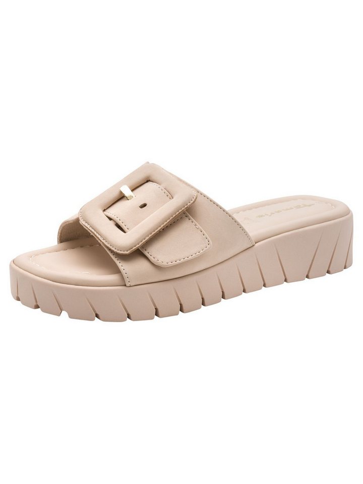 tamaris TOUCH-IT aus Leder kein Absatz 1-27213-46 Keilpantolette TOUCH-IT (beige/braun)