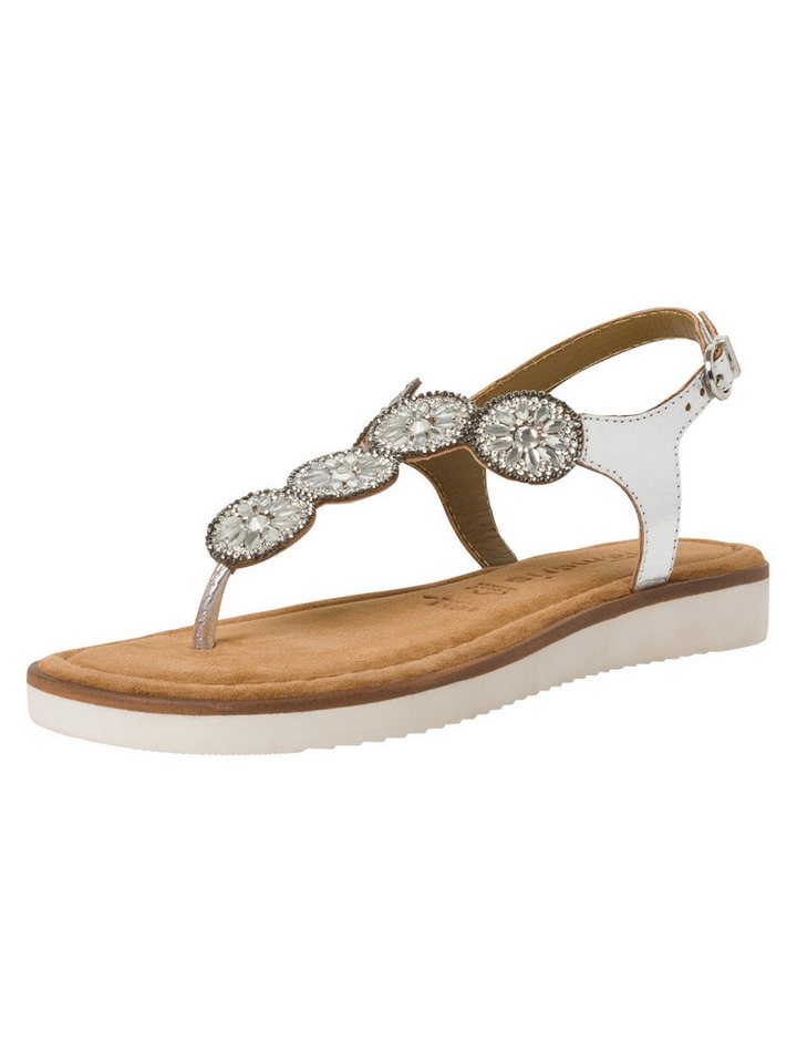 tamaris TOUCH-IT aus Leder kein Absatz 1-28602-42 T-Strap-Sandale TOUCH-IT (silber)