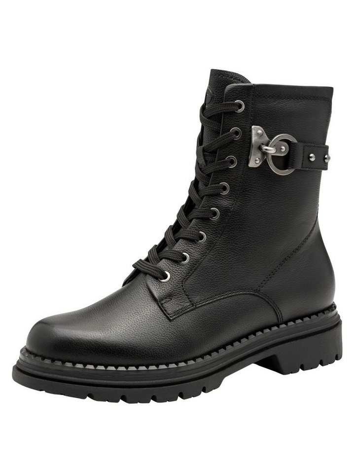 tamaris TOUCH-IT, Removable Sock aus Leder kein Absatz Schnürstiefelette TOUCH-IT
