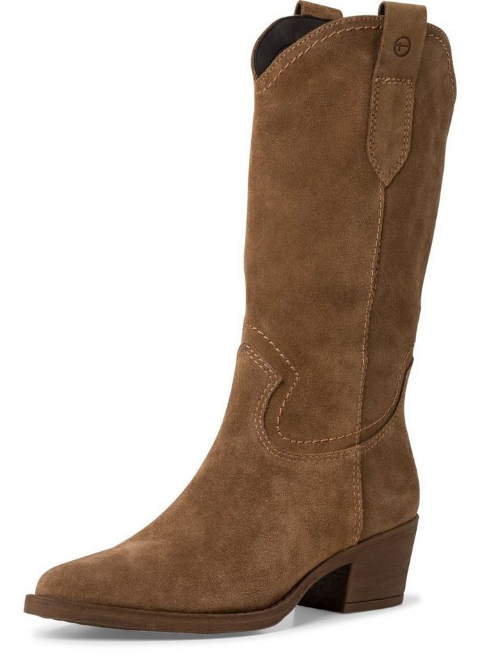 tamaris Westernstiefel, Blockabsatz, Cowboystiefel in spitzer Form (braun)