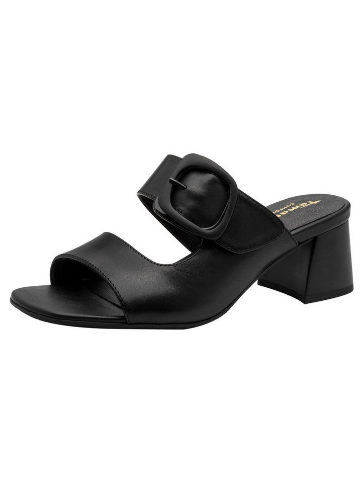 tamaris WIDE FIT comfortFit aus Leder Blockabsatz Pantolette comfortFit