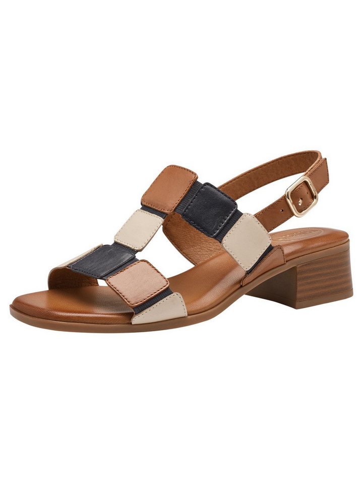 tamaris WIDE FIT comfortFit aus Leder Blockabsatz Sandalette comfortFit (blau)