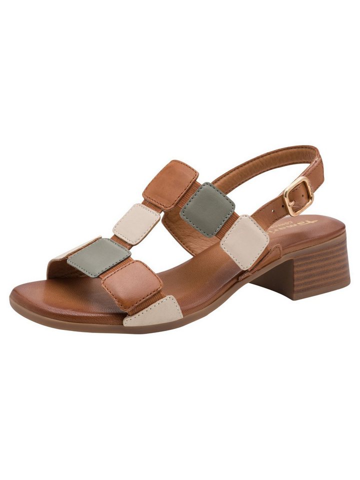 tamaris WIDE FIT comfortFit aus Leder Blockabsatz Sandalette comfortFit (grün)