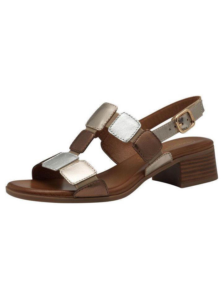 tamaris WIDE FIT comfortFit aus Leder Blockabsatz Sandalette comfortFit (metallic)