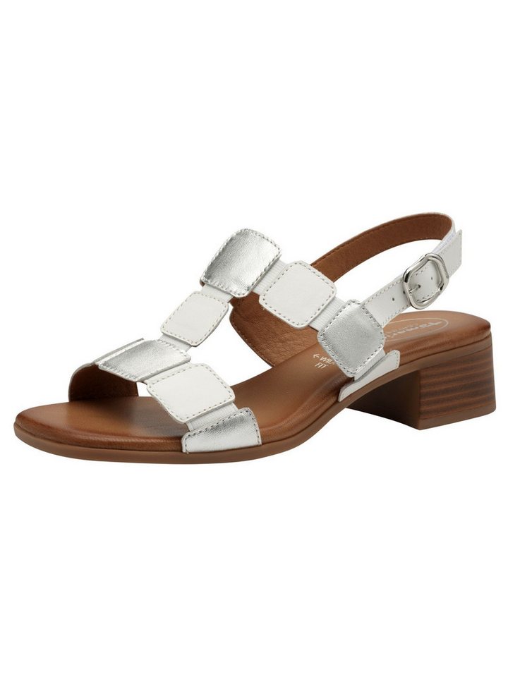 tamaris WIDE FIT comfortFit aus Leder Blockabsatz Sandalette comfortFit (weiß)