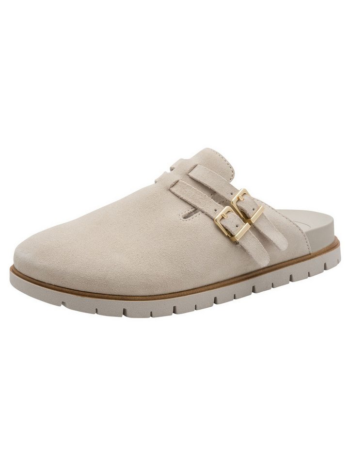 tamaris WIDE FIT comfortFit aus Leder kein Absatz Pantolette comfortFit (braun)