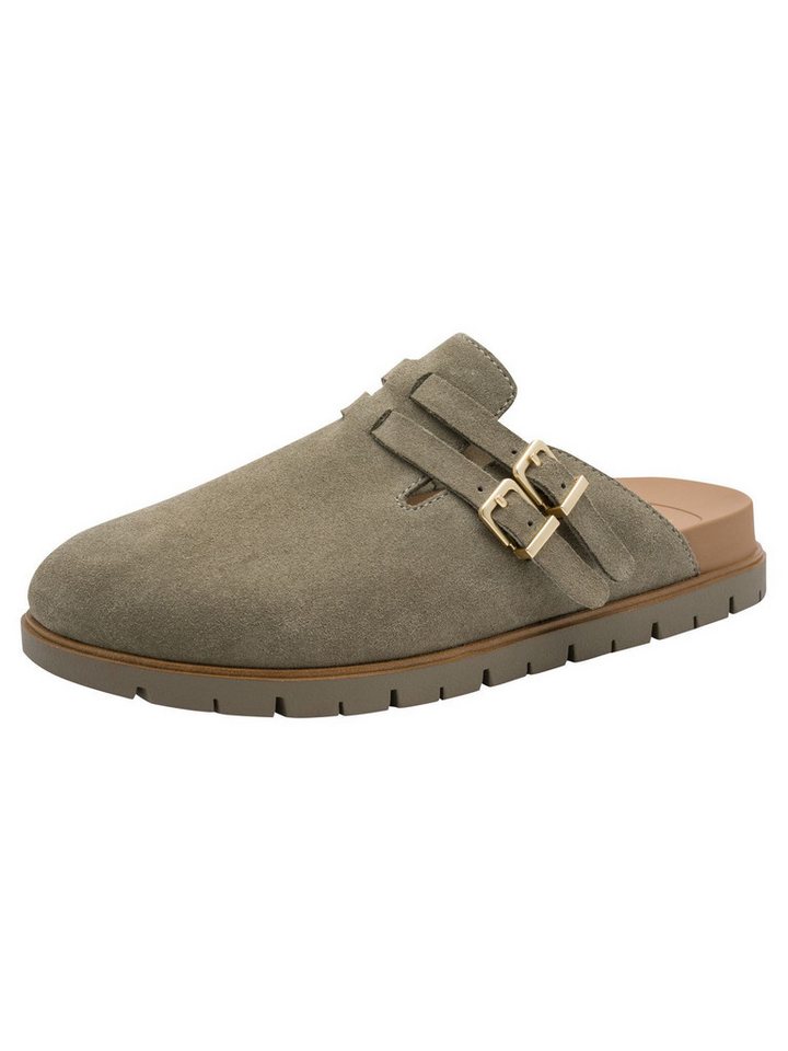tamaris WIDE FIT comfortFit aus Leder kein Absatz Pantolette comfortFit (grün)