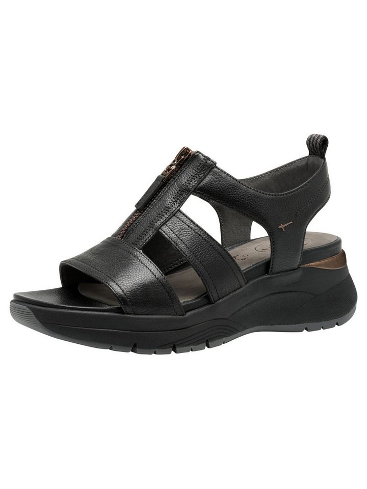 tamaris WIDE FIT comfortFit aus Leder kein Absatz Sandale comfortFit