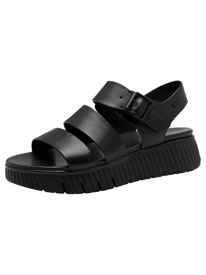 tamaris WIDE FIT comfortFit aus Leder Plateauabsatz Sandale comfortFit