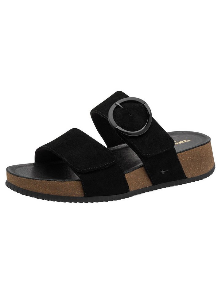 tamaris WIDE FIT MultiAdjustable, comfortFit aus Leder Keilpantolette MultiAdjustable