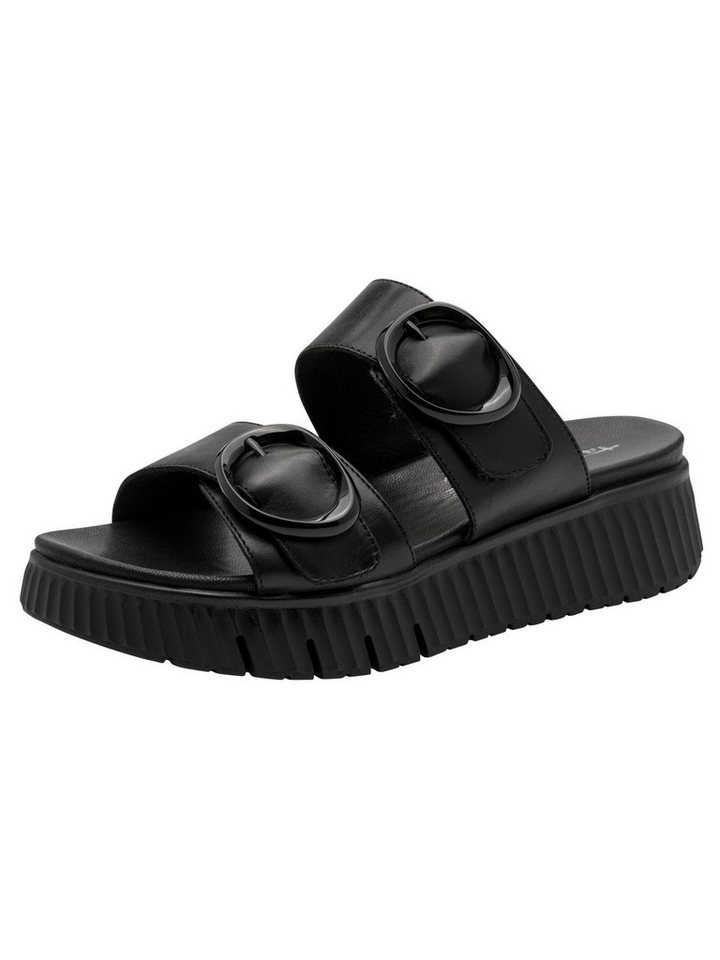 tamaris WIDE FIT MultiAdjustable, comfortFit aus Leder Keilpantolette MultiAdjustable (schwarz)