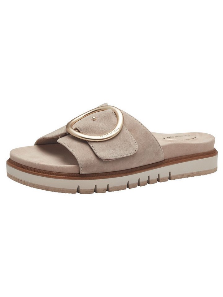 tamaris WIDE FIT MultiAdjustable, comfortFit aus Leder Pantolette MultiAdjustable (beige/weiß)