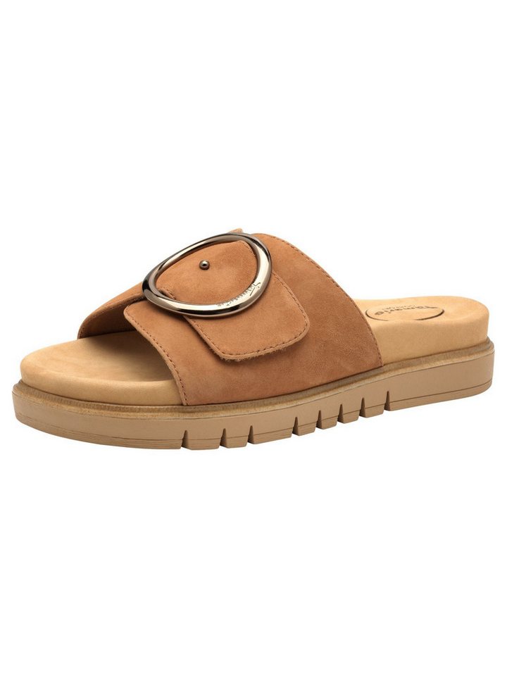 tamaris WIDE FIT MultiAdjustable, comfortFit aus Leder Pantolette MultiAdjustable (braun/weiß)