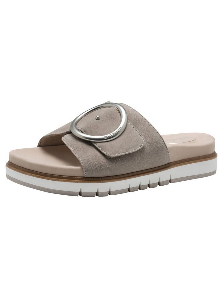 tamaris WIDE FIT MultiAdjustable, comfortFit aus Leder Pantolette MultiAdjustable (grau/weiß)