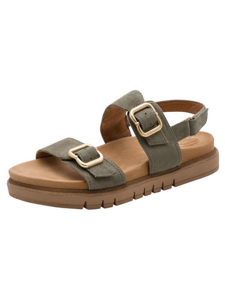 tamaris WIDE FIT MultiAdjustable, comfortFit aus Leder Sandale comfortFit (grün)