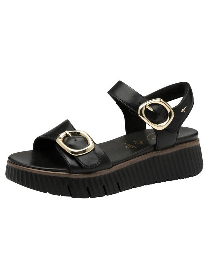 tamaris WIDE FIT MultiAdjustable, comfortFit aus Leder Sandale comfortFit (schwarz)