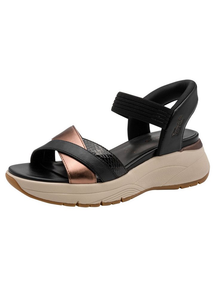 tamaris WIDE FIT STEP IN, comfortFit Frauen kein Absatz Plateausandaletten comfortFit (schwarz)