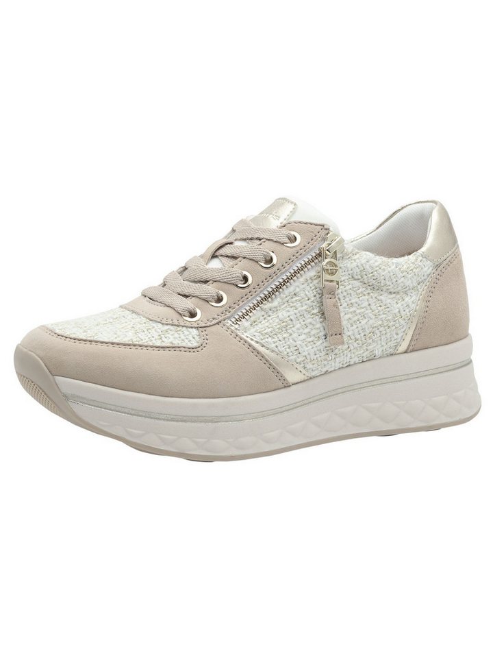 tamaris WIDE FIT T-FLOW EFFECT, Removable Sock, comfortFit Sneaker T-FLOW EFFECT (beige/schwarz)