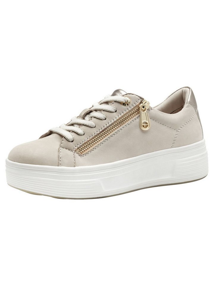 tamaris WIDE FIT T-FLOW EFFECT, Removable Sock, comfortFit Sneaker T-FLOW EFFECT (beige/weiß)