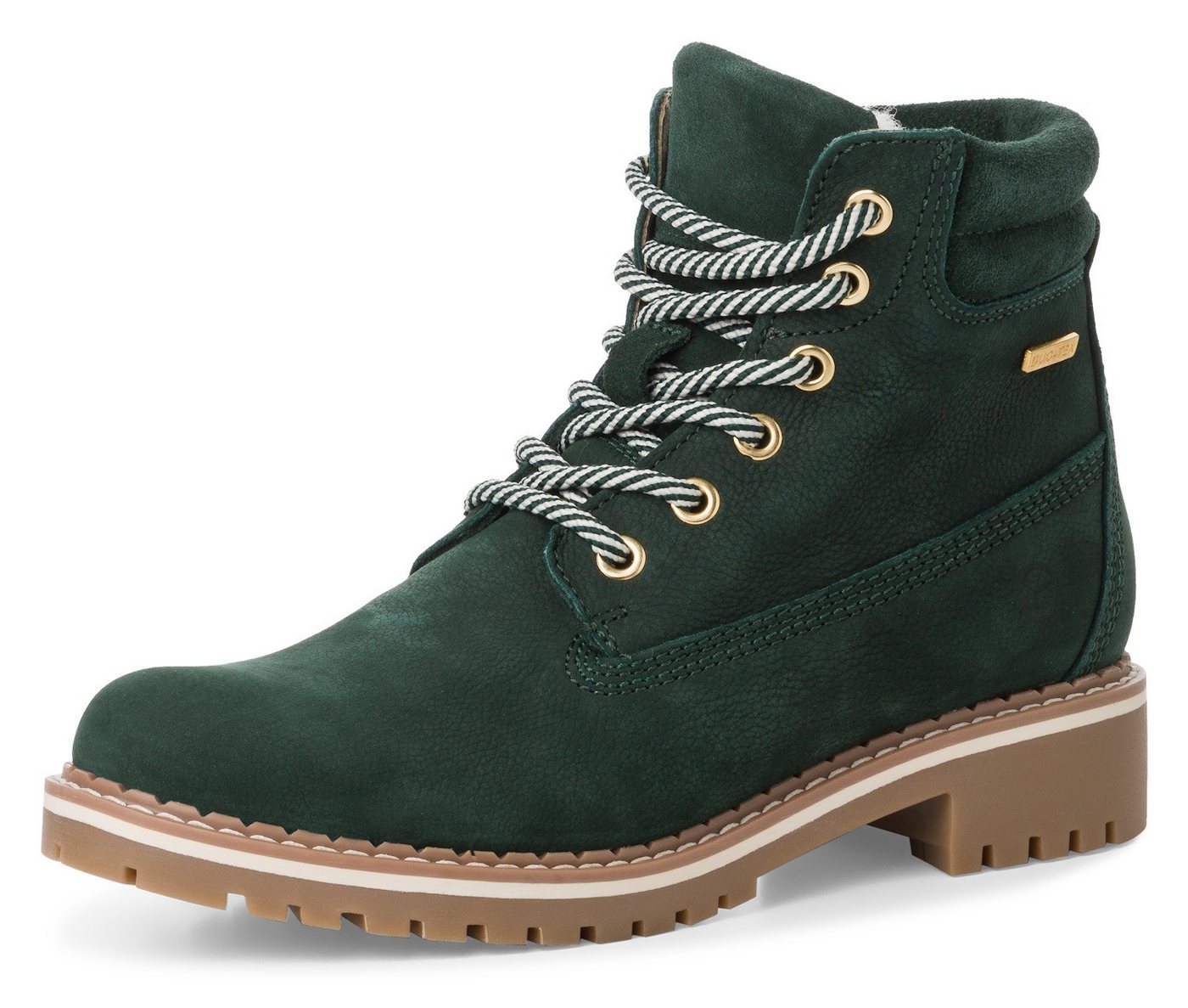 tamaris Winterboots, Blockabsatz, Schnürboots, Outdoorschuh mit Duo-Tex-Ausstattung (grün)