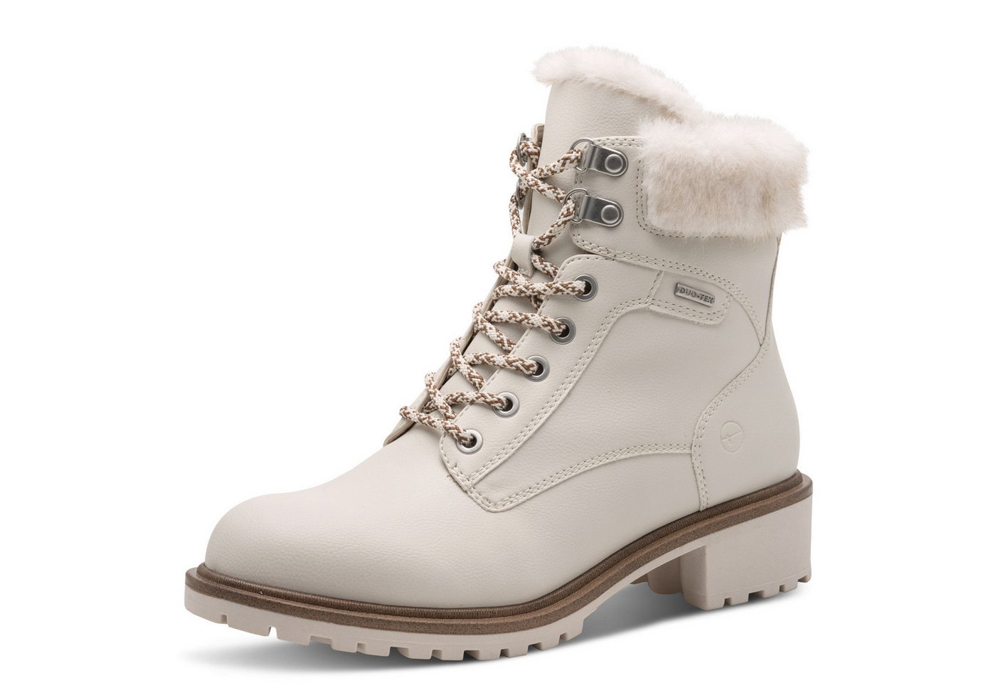 tamaris Winterboots, Blockabsatz, Schnürboots, Winterstiefelette mit Duo Tex-Ausstattung (beige)