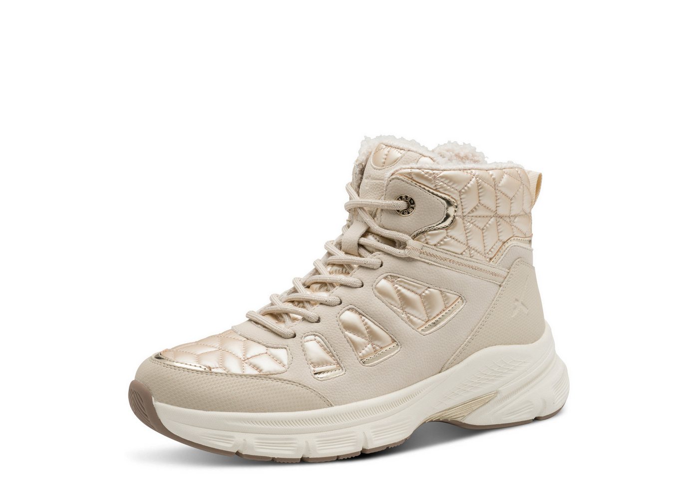 tamaris Winterboots, Keilabsatz, Schnürboots mit abgesteppten Wattierungen (beige)