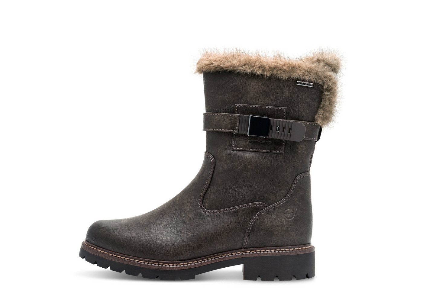 tamaris Winterstiefelette, Blockabsatz, Winterboots mit Zierriegel und Innenreißverschluss