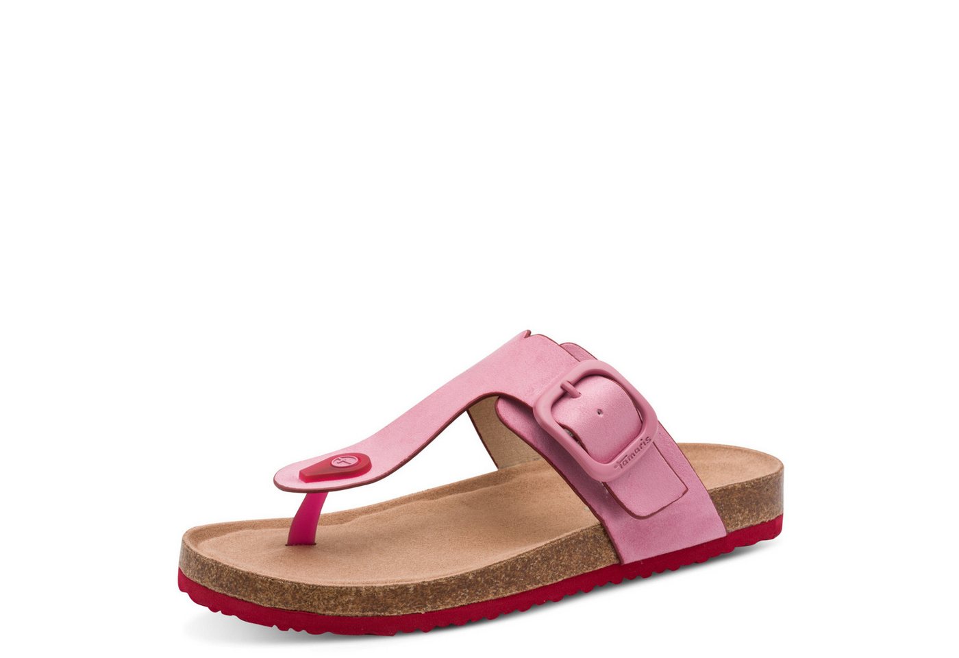 tamaris Zehentrenner Schlupfschuh, Flats, Bequemschuh, Hausschuh mit T-Logo (rosa)