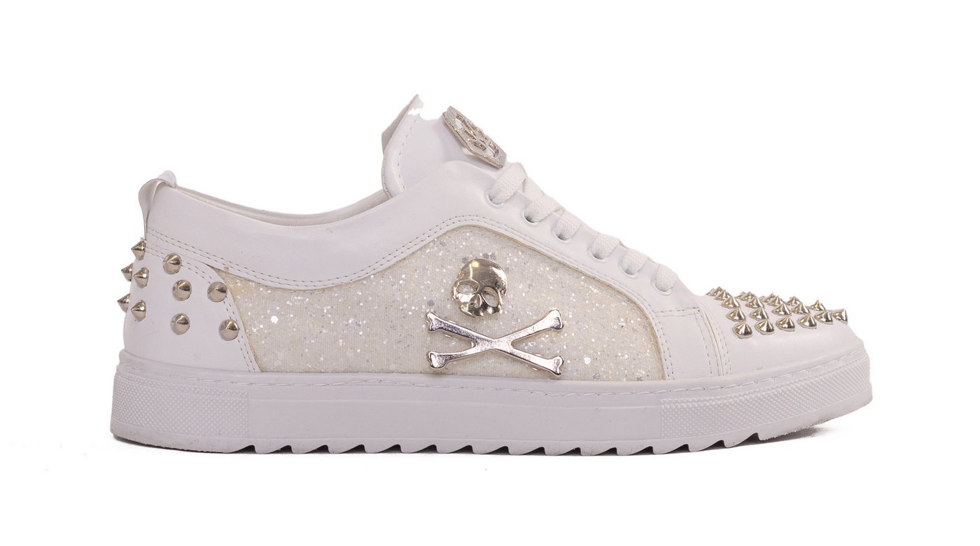TAMBOGA Designer Herren Sneaker mit Totenkopf Weiß 42 Sneaker